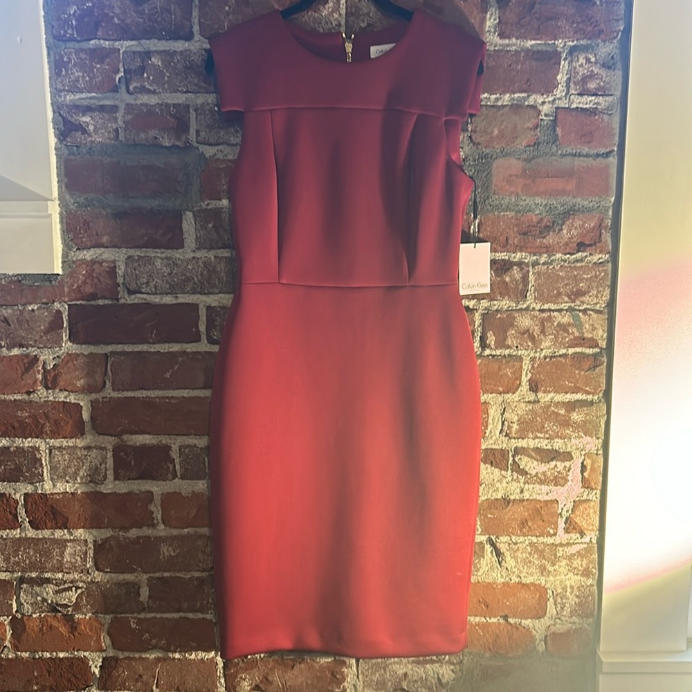 Calvin Klein Neoprene Cocktail Sheath Dress - Brand New